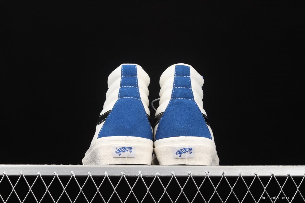 Vans Sk-Hi 38 DX blue-and-white high-top casual shoes VN0A4BVB21R