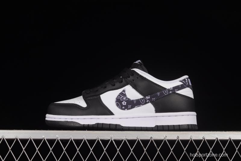 NIKE SB DUNK Low Black Paisley Black and White Panda Cashew Flower SB Buckle Shredded Backboard Fashion Casual Sneakers DH4401-100