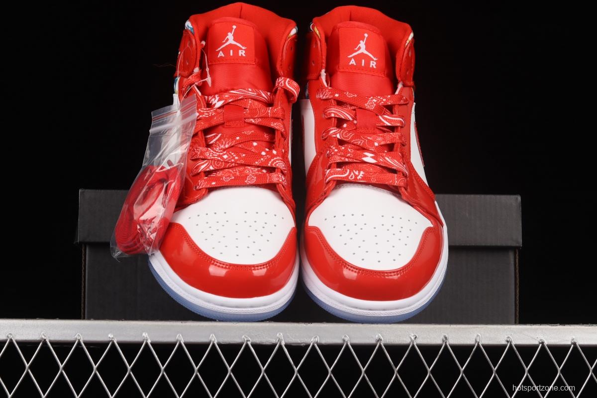 Air Jordan 1 Mid Christmas red Zhongbang basketball shoes DC7294-600