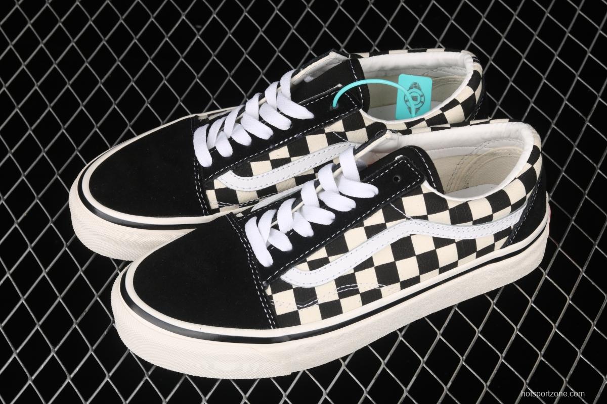 Vans Old Skool DX Anaheim American black and white checkerboard check low upper board shoes VN0A38G2OAK