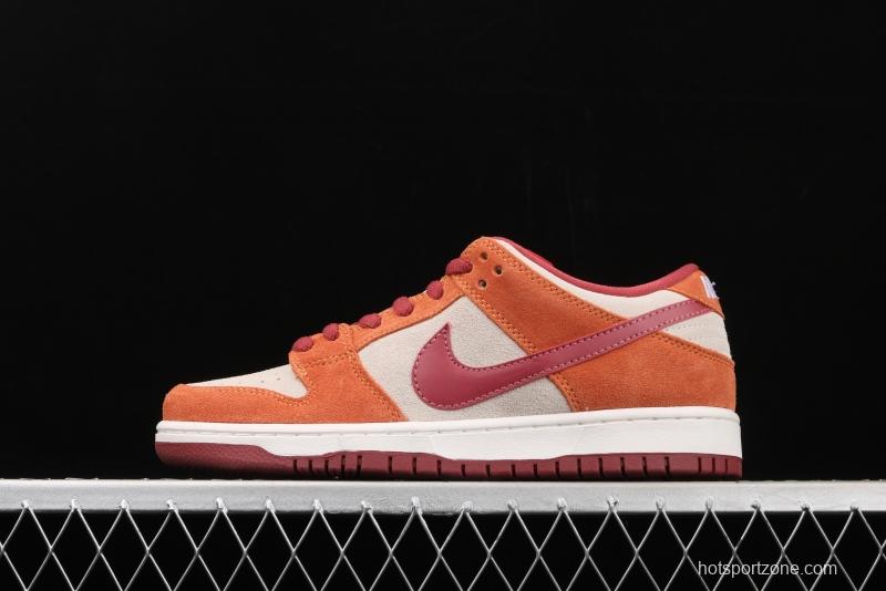 NIKE SB DUNK Low Pro brown-red color matching low-top casual board shoes BQ6817-202