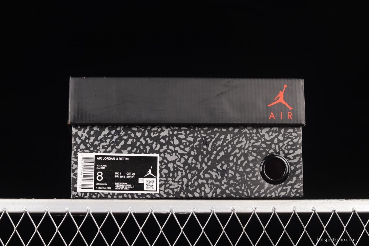 Air Jordan 3 Black Cement AJ3 matte black cement 136064-002