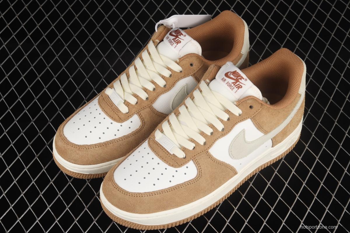 NIKE Air Force 1o07 Low white brown wheat low-top casual board shoes BQ8988-104