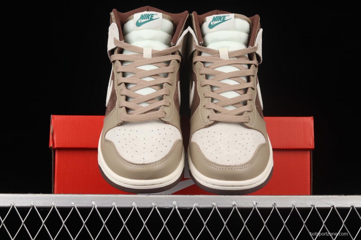 NIKE DUNK High Light Chocolate Chocolate vintage White Brown High Top Leisure Skateboard shoes DH5348-100