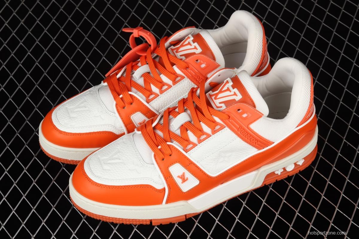 Authentic LV 2021ss early spring fashion catwalk sneakers 400N ORANGE White