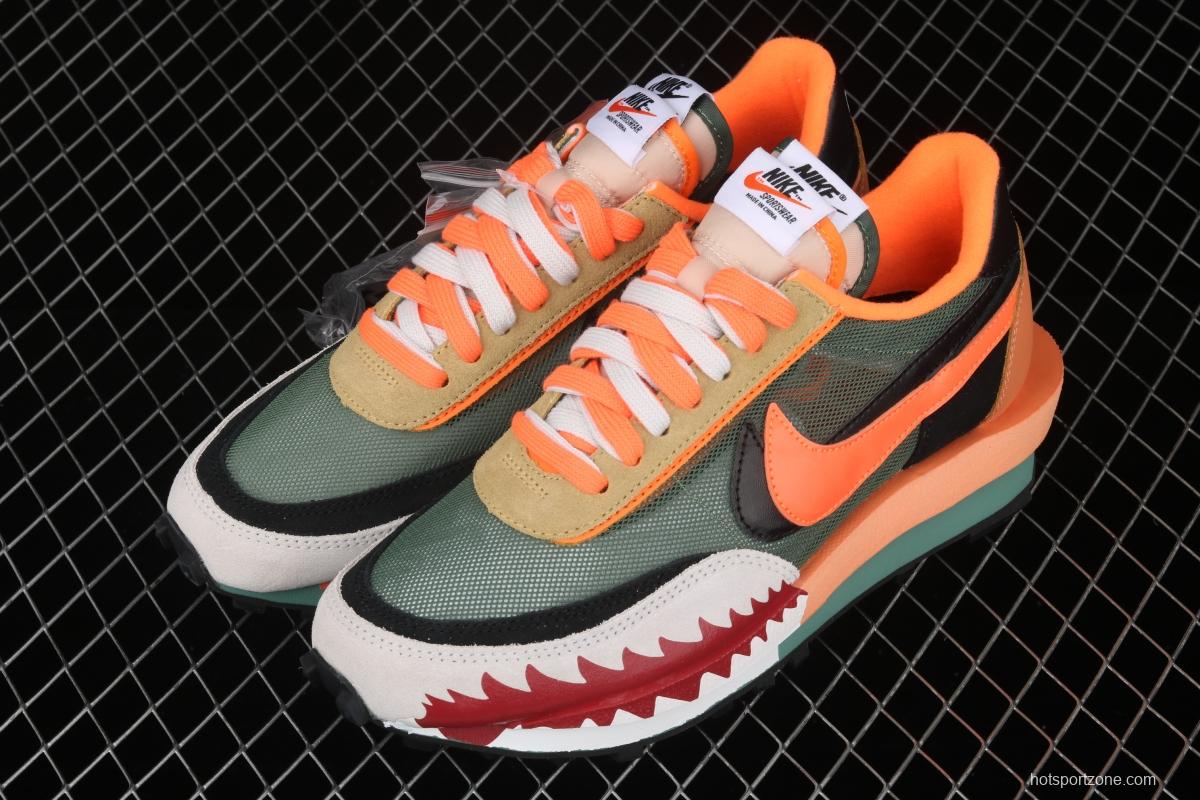 BAPE Shark Mouth x Sacai x Nike LVD Waffle Daybreak co-signed catwalk style double hook Swoosh running shoes BV0073-081