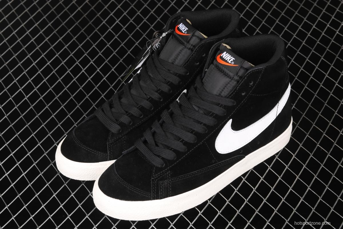 NIKE Blazer Mid'77 Suede Trail Blazers Classic Black and White Gobang Leisure Board shoes CI1172-005