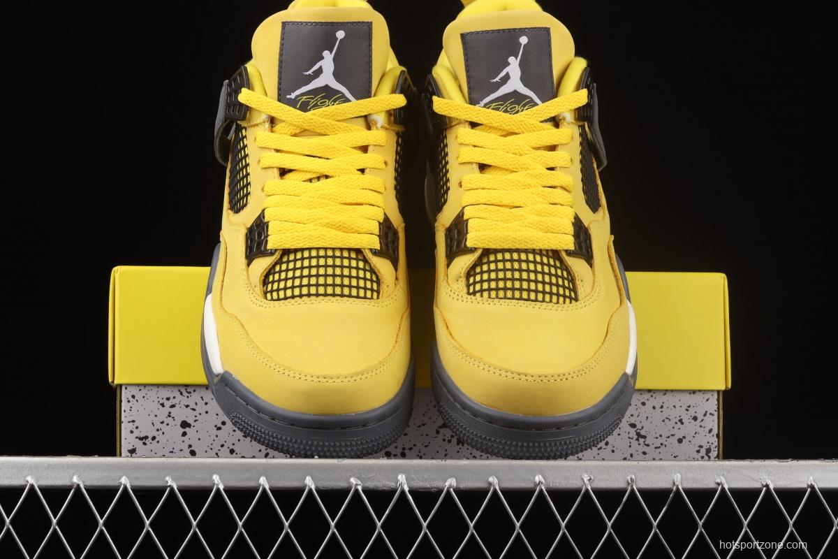 Air Jordan 4 Lightning repeated engraving of white and yellow electric masterbatch basketball shoes CT8527-700