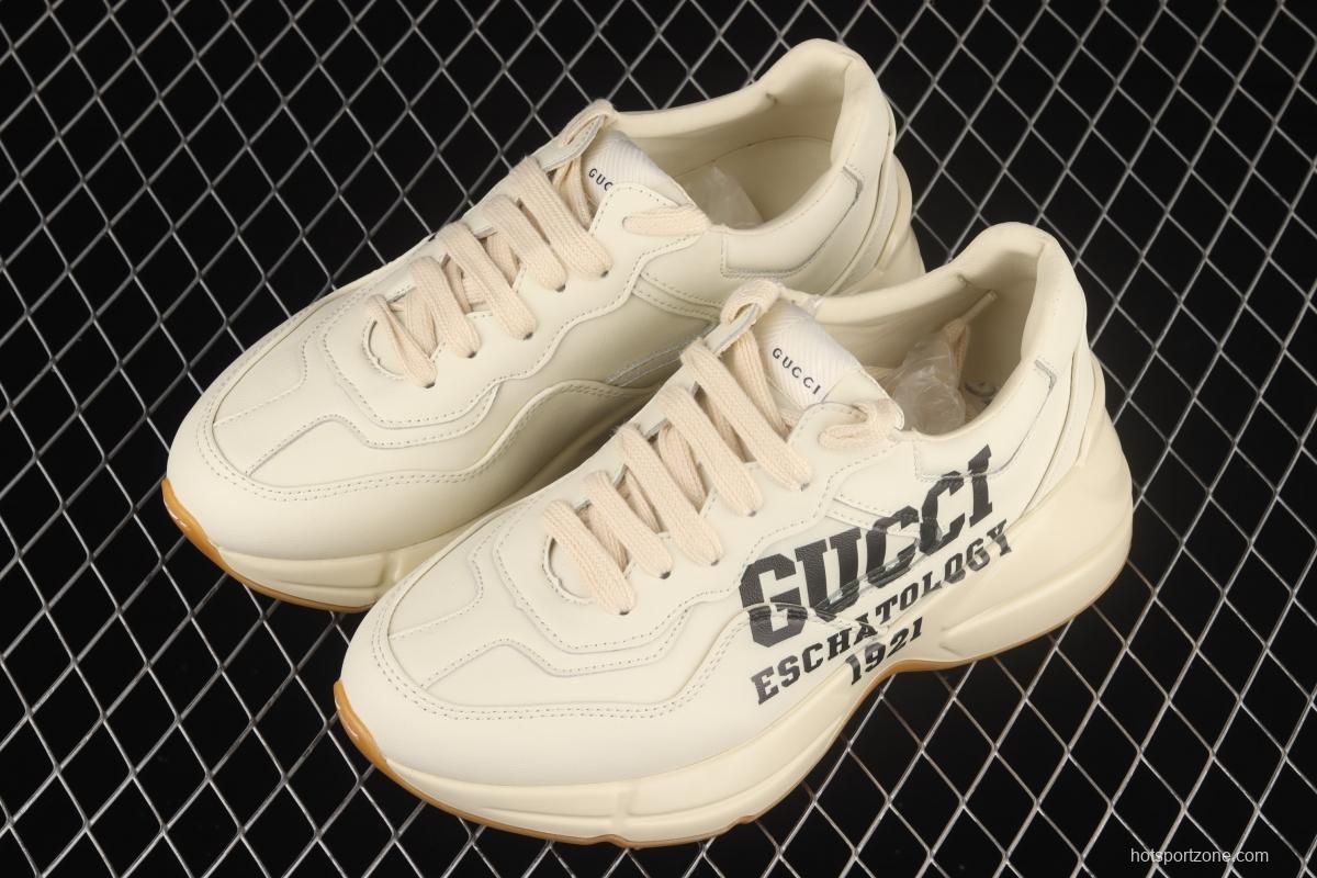 Gucci Rhyton Vintage Trainer Sneaker Gucci daddy 5D leather horn retro jogging daddy shoes DRW009522