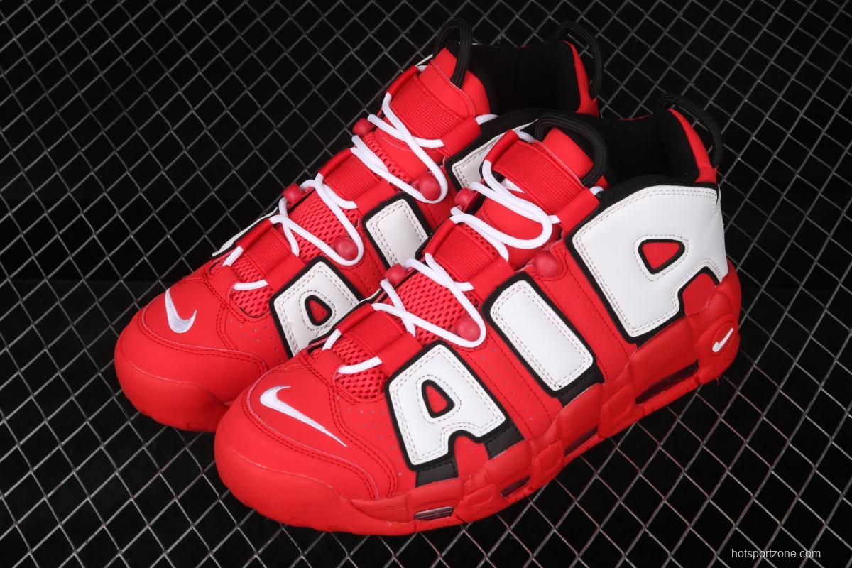 NIKE Air More Uptempo 96 QS Hoop Pack Pippen original series classic high street leisure sports culture basketball shoes red, white and black bull CD9402-600