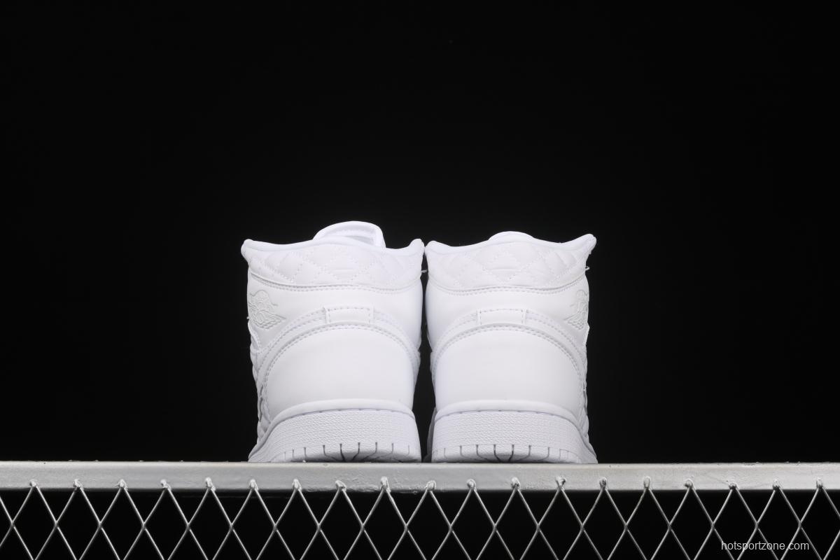 Air Jordan 1 Mid Quilted White Little Chanel Leisure Sport Board shoes DB6078-100