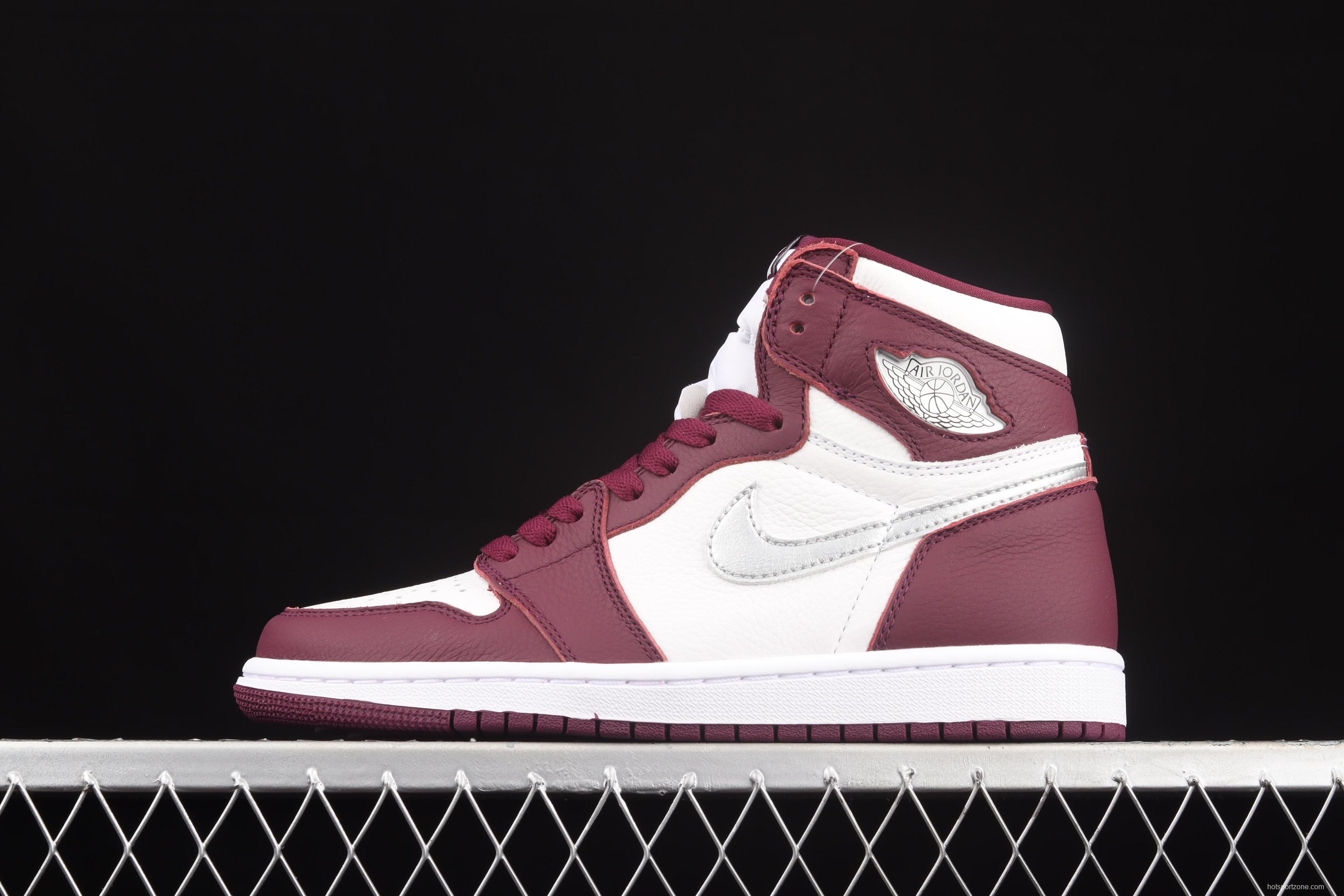 Air Jordan 1 Retro High OG Bordeaux Bordeaux burgundy high top basketball shoes 555088-611