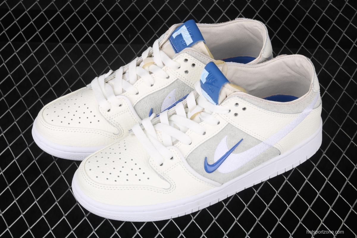 NIKE SB Zoom DUNK Low Pro QS joint name rice white double hook low-top skateboard shoes AL9613-161