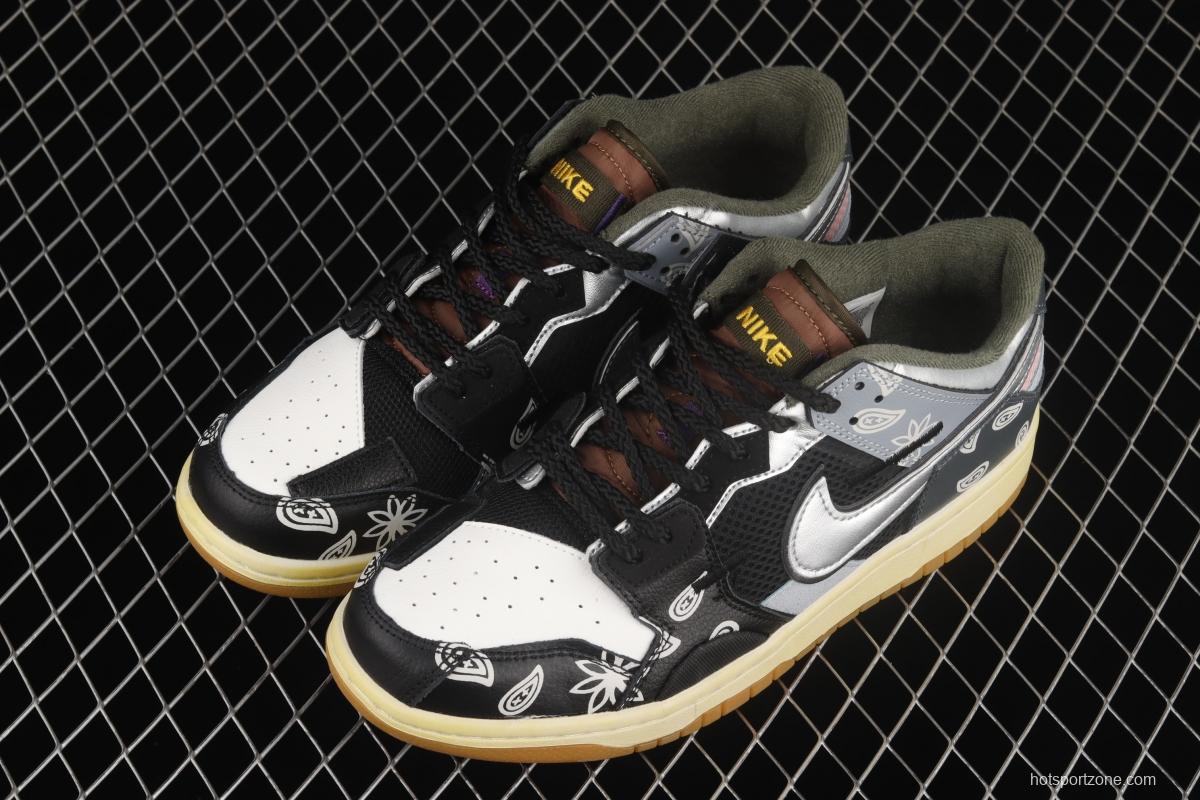 NIKE DUNK Scrap stitching and stitching low upper skateboard shoes black gray silver DB0500-200