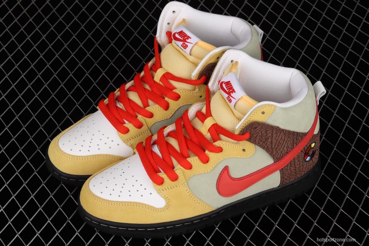 Color Skates x NIKE SB DUNK High burrito yellow brown red CZ2205-700