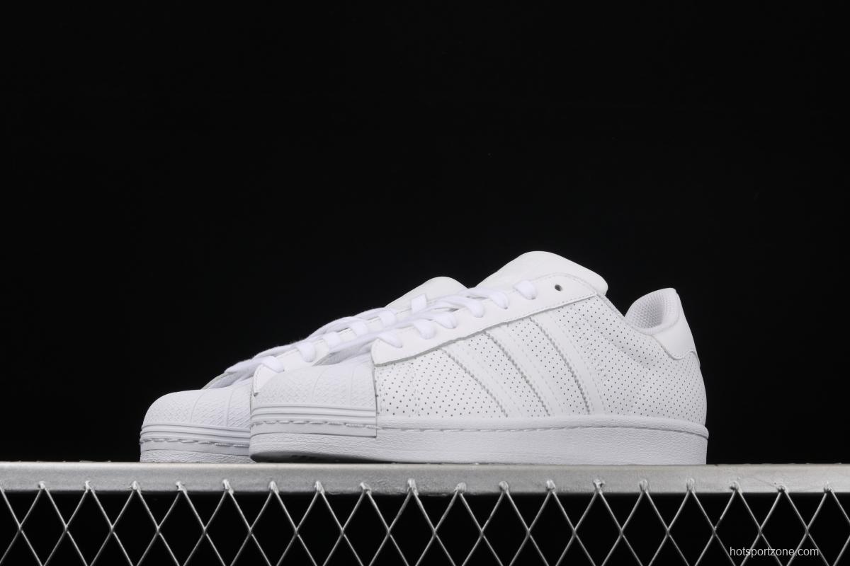 Adidas Superstar FV3445 shell head 50th anniversary limited all-white punching sports leisure board shoes