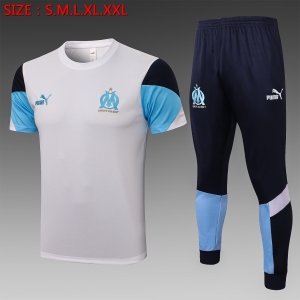 21 22 Olympique de Marseille Short SLEEVE White （With Long Pants）S-2XL C712#