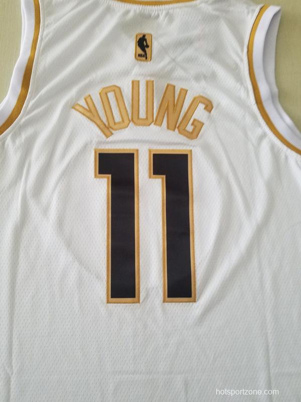 Trae Young 11 White Golden Edition Jersey