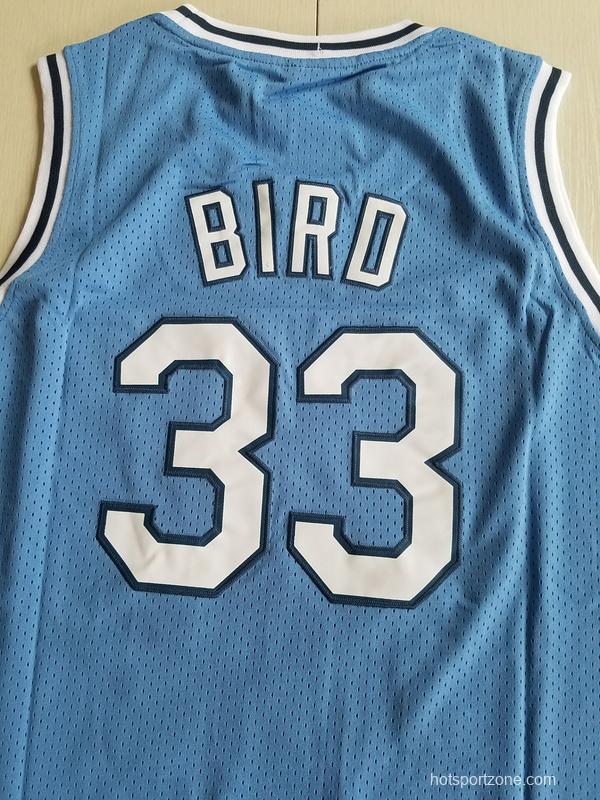 Larry Bird 33 Indiana State College Light Blue Basketball Jersey