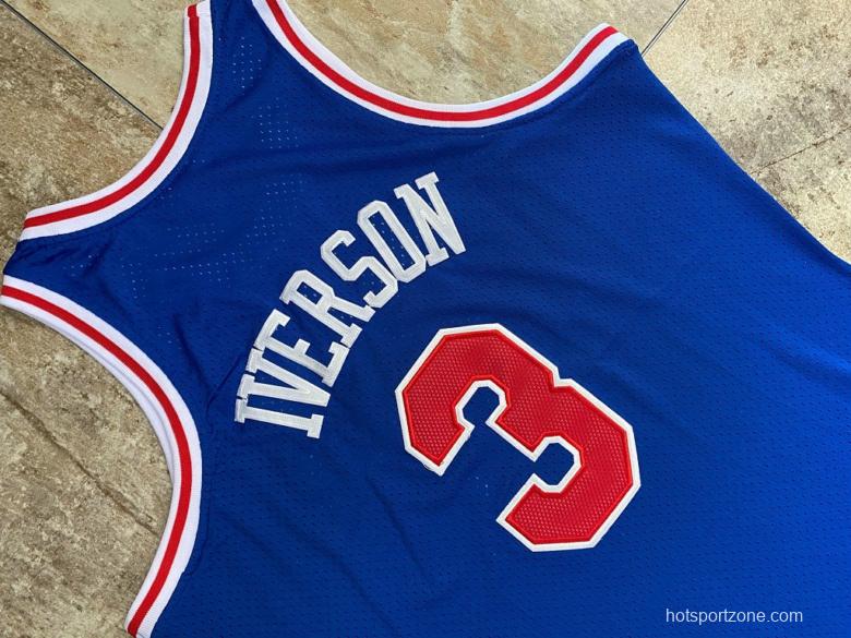 Men's Allen Iverson Blue Retro Classic Team Jersey