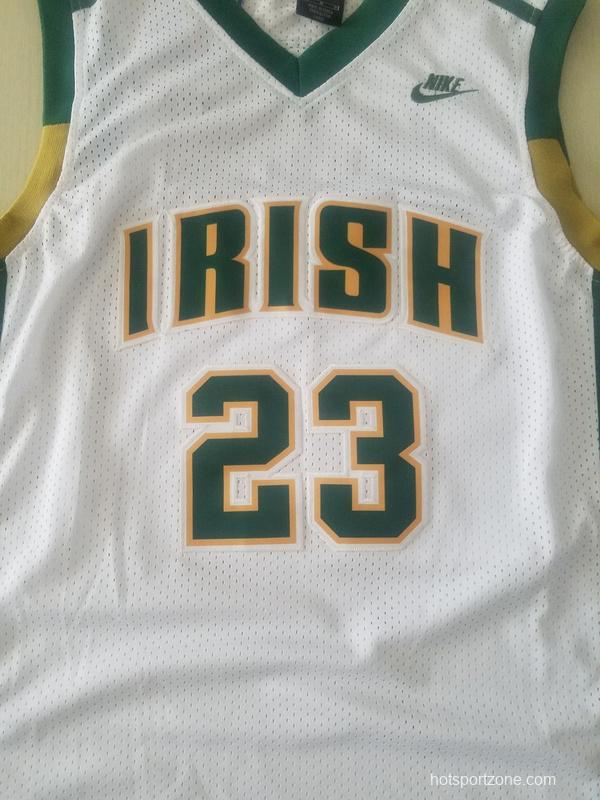 LeBron James 23 Irish High School White Basketball Jersey