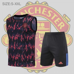 21/22 Manchester United Vest Training Kit Kit Black Red Stripe