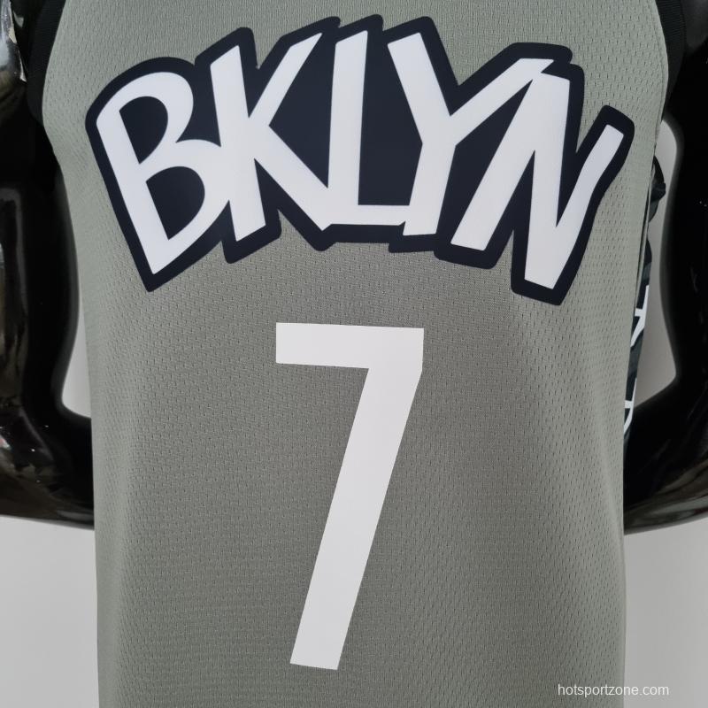75th Anniversary Durant #7 Brooklyn Nets City Edition Gray NBA Jersey