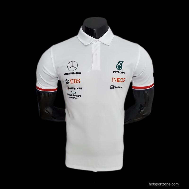 F1 Formula One 2022 Racing Suit Mercedes Polo White 