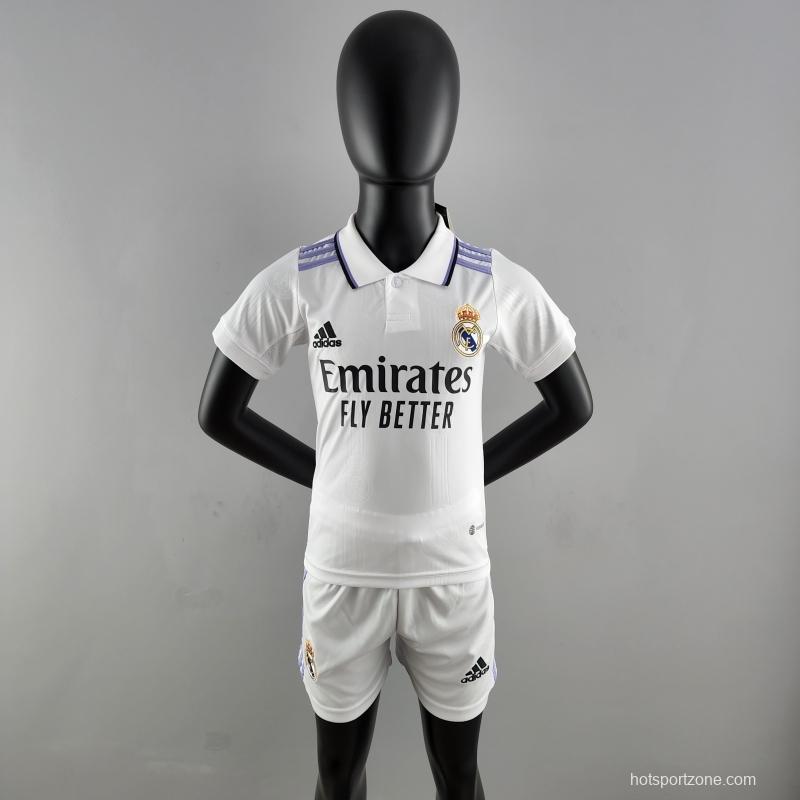 22/23 Kids Kit Real Madrid Home Size：16-28 Soccer Jersey