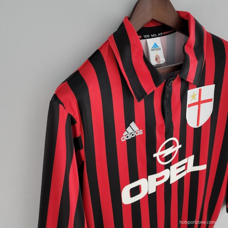 Retro Long Sleeve 99/00 AC Milan Home Soccer Jersey