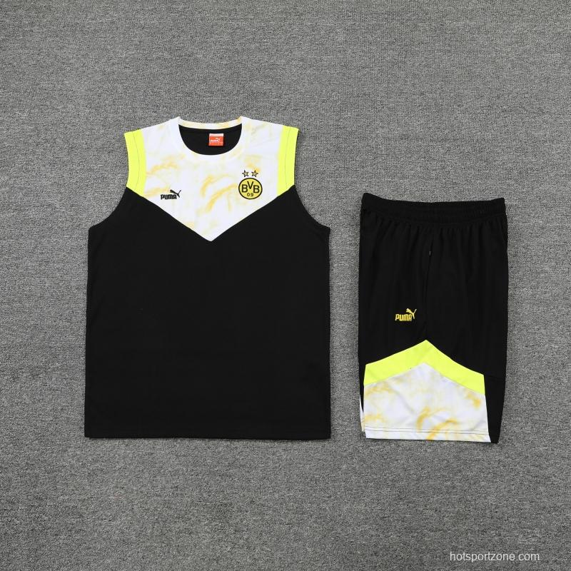 2022 Borussia Dortmund Vest Training Jersey Kit Black And White