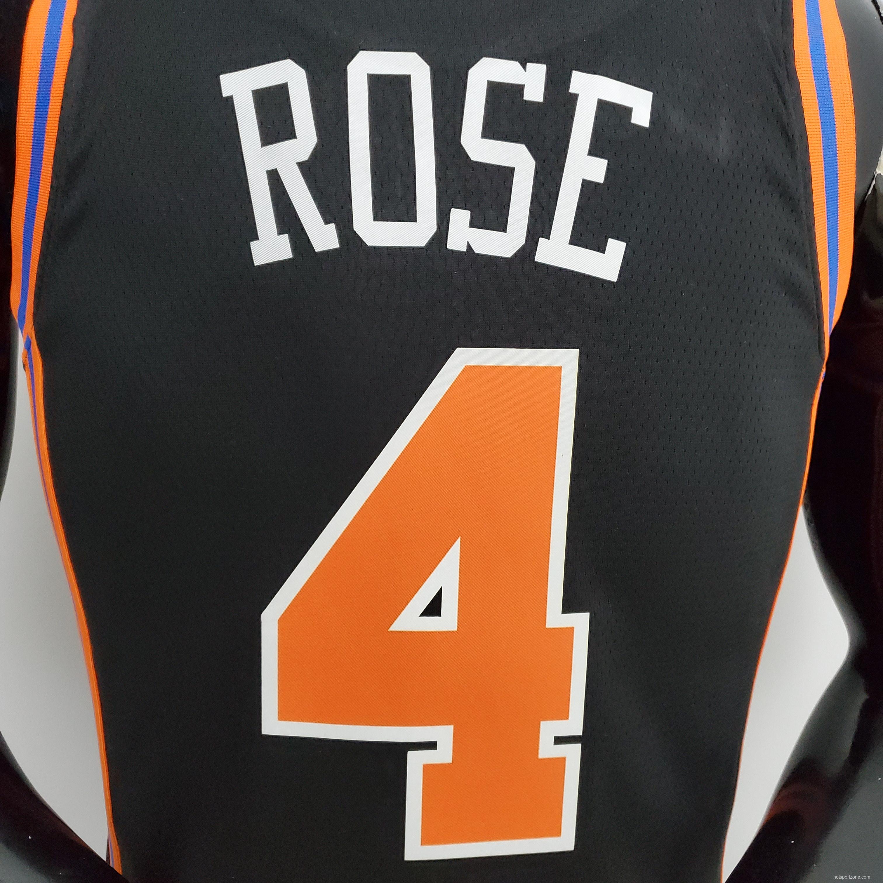 2022 Season Rose#4 Knicks Urban Edition Black NBA Jersey