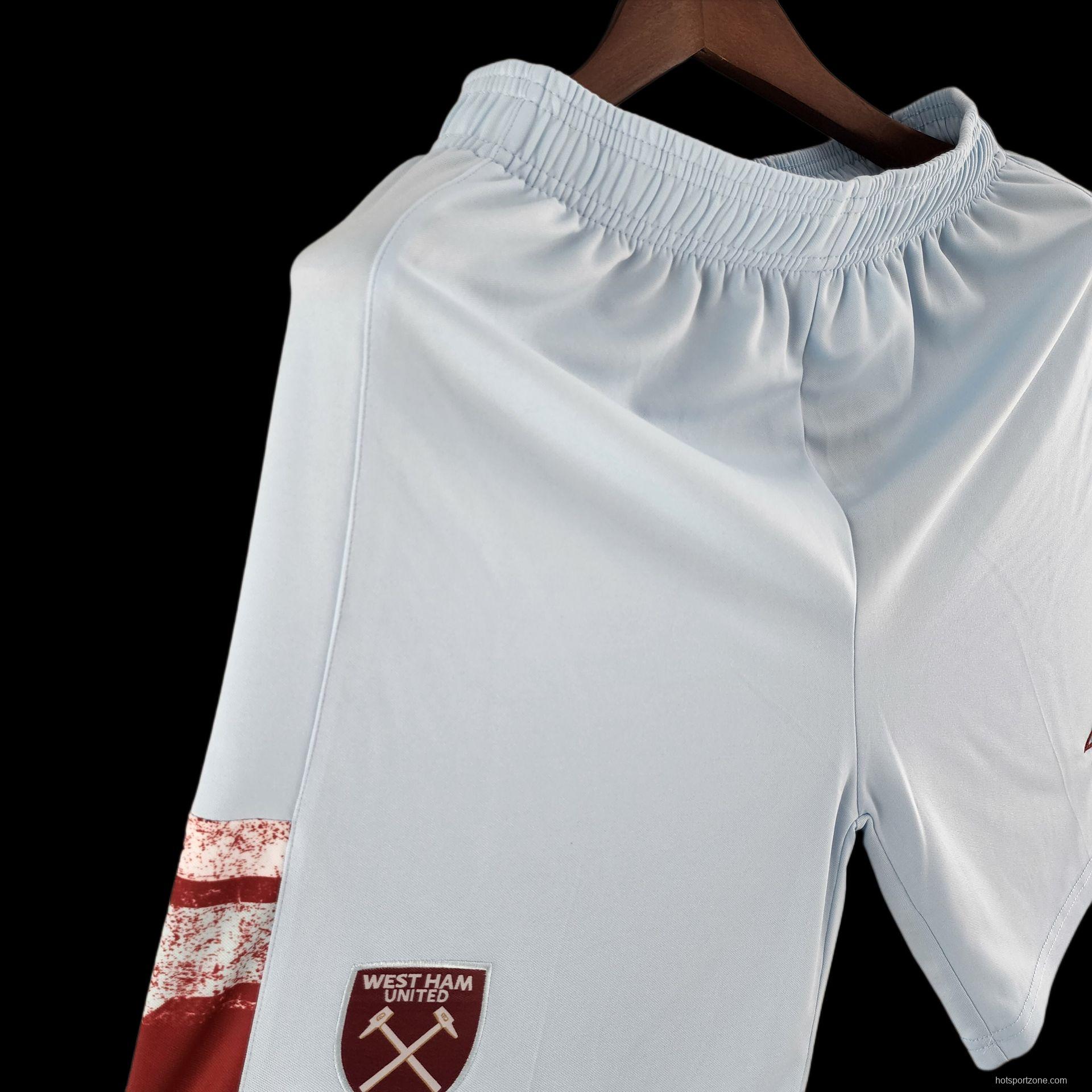22/23 West Ham United Home Shorts Soccer Jersey
