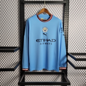 22/23 Manchester City Home Long Sleeve Soccer Jersey