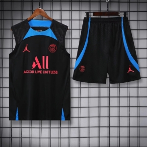 22/23 PSG Nike Black Pre-Game Training Jersey Vest+Shorts