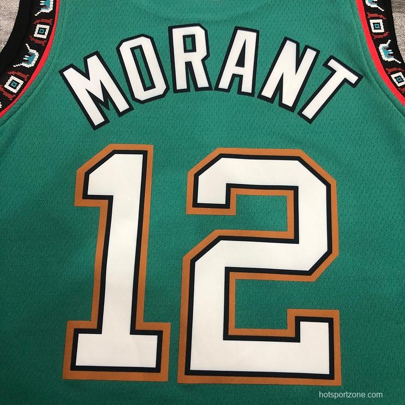 NBA Heat Pressed Men's Green Memphis Grizzlies #12 Ja Morant Basketball Jersey