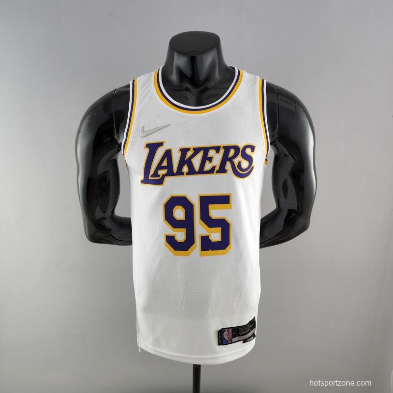 75th Anniversary TOSCANO #95 Los Angeles Lakers White NBA Jersey