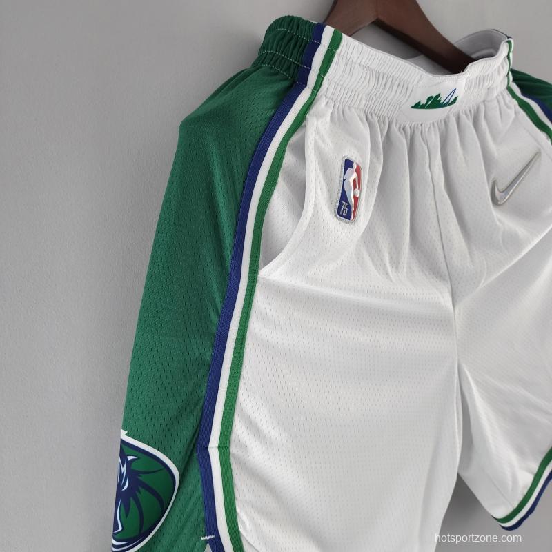 2022 Dallas Mavericks Urban Edition NBA Shorts White Green Trim