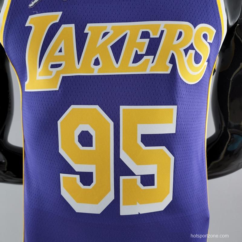 75th Anniversary TOSCANO #95 Los Angeles Lakers Jordan Purple NBA Jersey