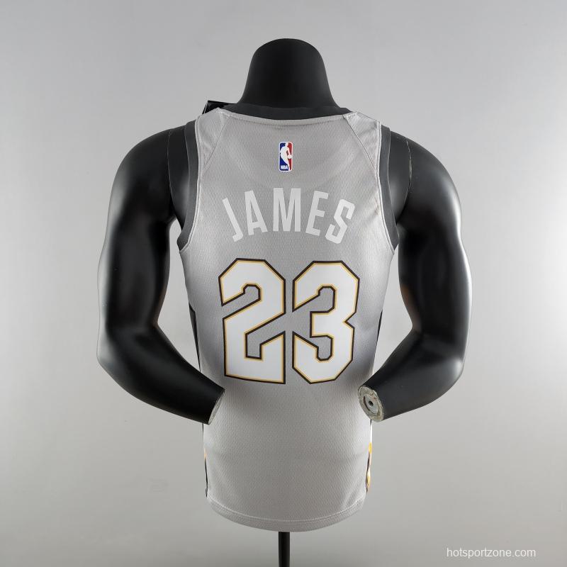 2018 JAMES #23 Cleveland Cavaliers Grey NBA Jersey