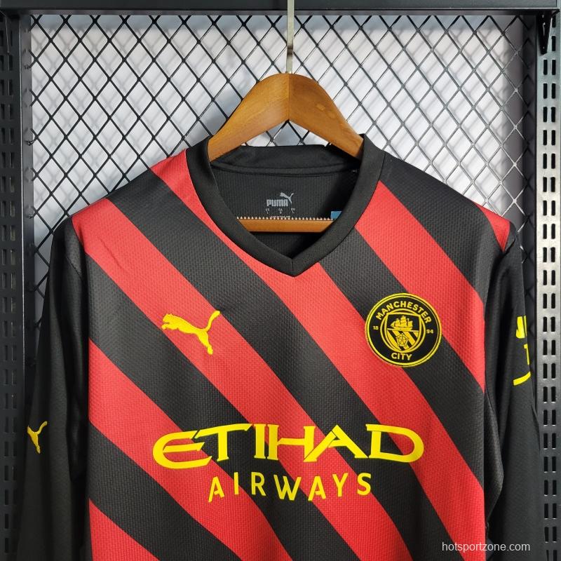 22/23 Long Sleeves Manchester City Away Soccer Jersey