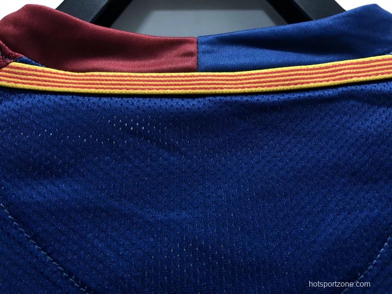 Retro 08/09 Long SLeeve Barcelona Home Champions Version Soccer Jersey