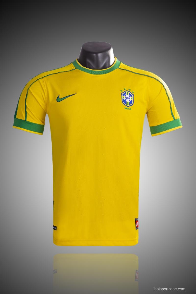 Retro 1998 Brazil Home Soccer Jersey