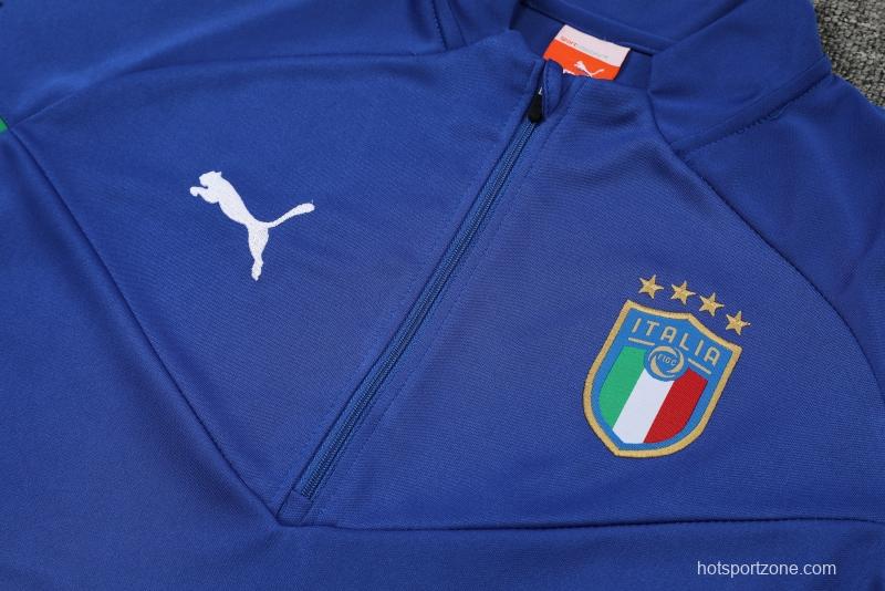 2022 Italy Blue Half Zipper Tracksuit