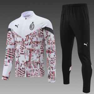22/23 AC Milan White Mixed Color Half Zipper Tracksuit