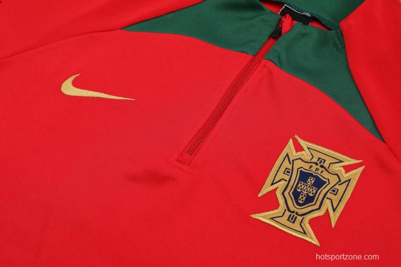 2022 Portugal Red Half Zipper Tracksuit