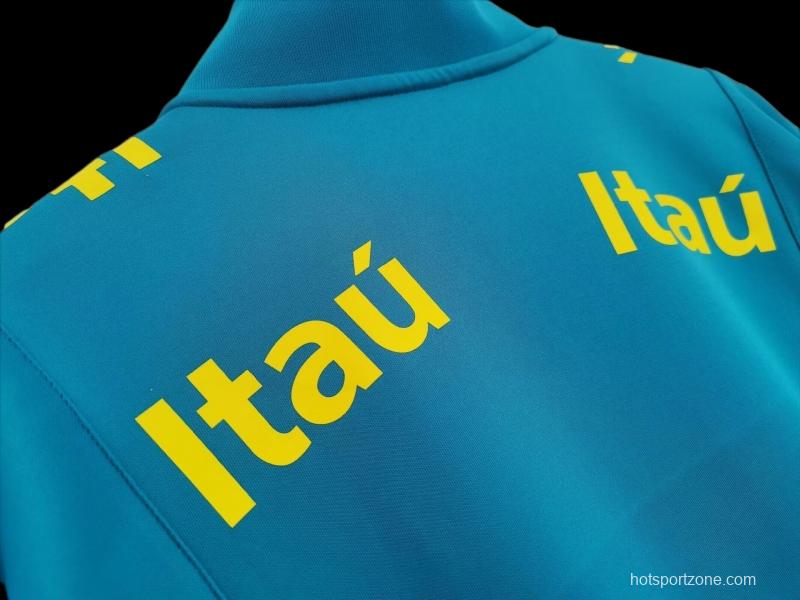 2022 Brazil Full Zipper Blue Training Jacket