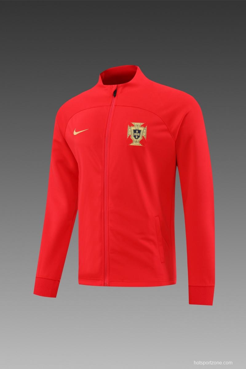 2022 Portugal Red Full Zipper Tracksuit