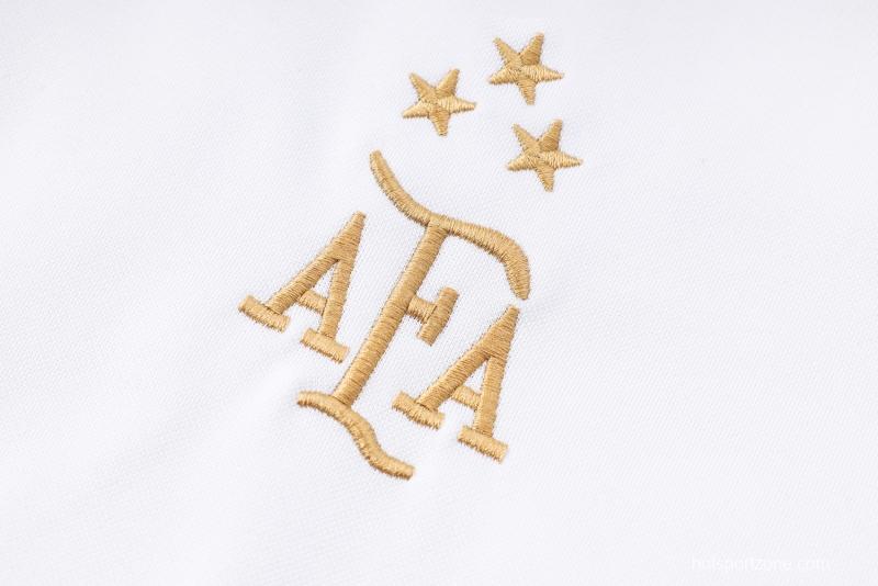 3 Stars 2022 Argentina White Full Zipper Hoodie Tracksuit