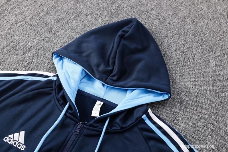 3 Stars 2022 Argentina Navy Full Zipper Hoodie Tracksuit